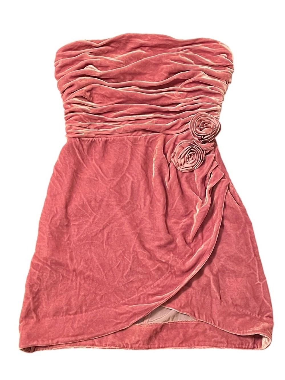 Reformation Women's Sugar Plum Pink Lanesia Strapless Velvet Mini Dress Size 2